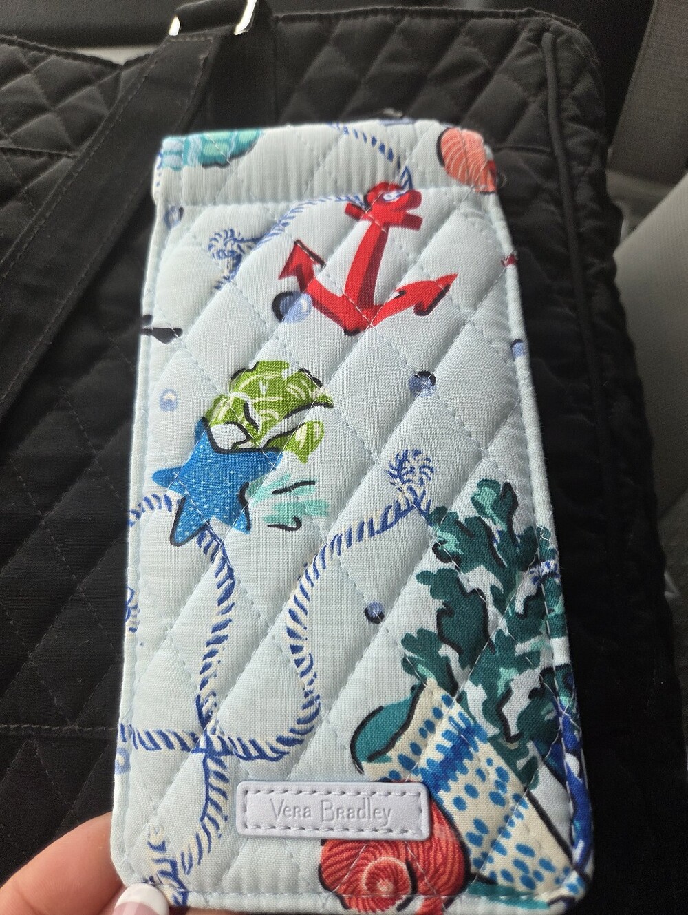 New VERA BRADLEY Glasses Case Soft Cloth ANCHORS AWAY Sea Beach Pattern Clamshel